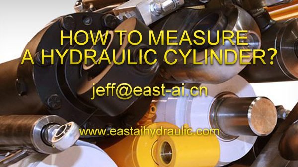 Illustration showing the steps to measure a hydraulic cylinder, including stroke length, bore size, and rod diameter measurements