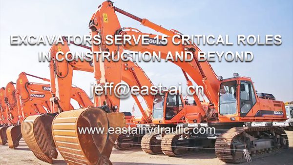 An excavator operating on a construction site demonstrating one of its multiple critical roles.